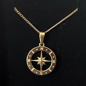 *NO LONGER AVAILABLE* Water resistant gold jewelry- compass necklace unisex